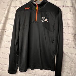 Philadelphia Flyers NHL Center Ice Reebok Pullover 1/4 Zip Mens Size Small Black